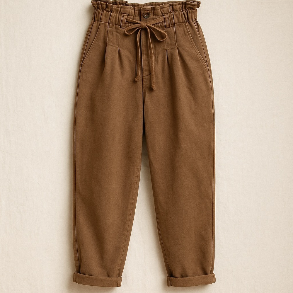 Free People Margate Pleated Trousers XS | Brown Paperbag Waist Pants Sold Out